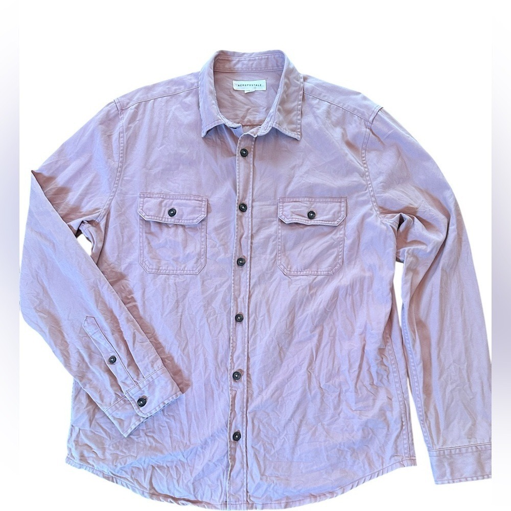 Aeropostale Button Down Shirt‎ Mens Large Pink Excellent Utility Cotton Twill